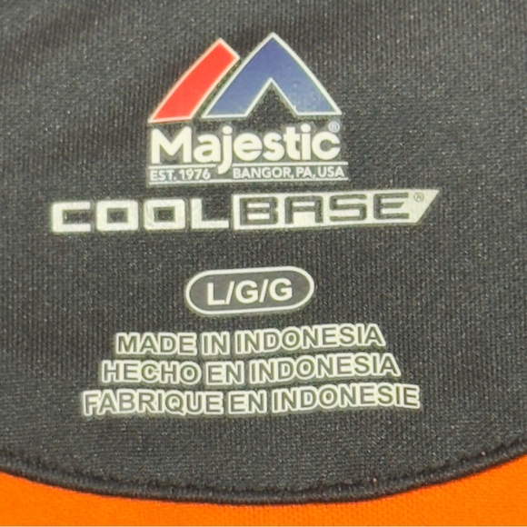 Majestic Orioles Vibrant Orange Polo Shirt Cool Base Size L Excellent - Picture 10 of 10
